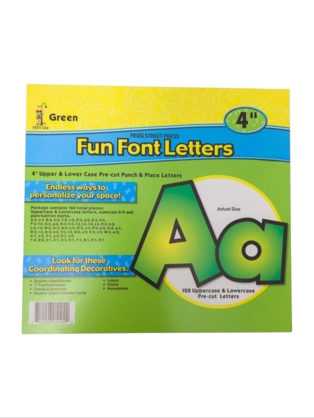 Frog Street Press Green Ombre 4" Teacher Bulletin Board Letters & Numbers